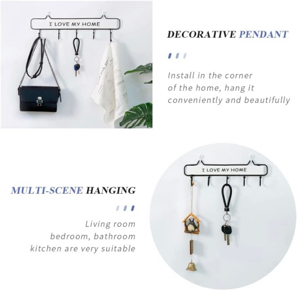 Wall Mounted Key Holder, Wooden Retro Farmhouse Wall Decorative Rack- White NWT